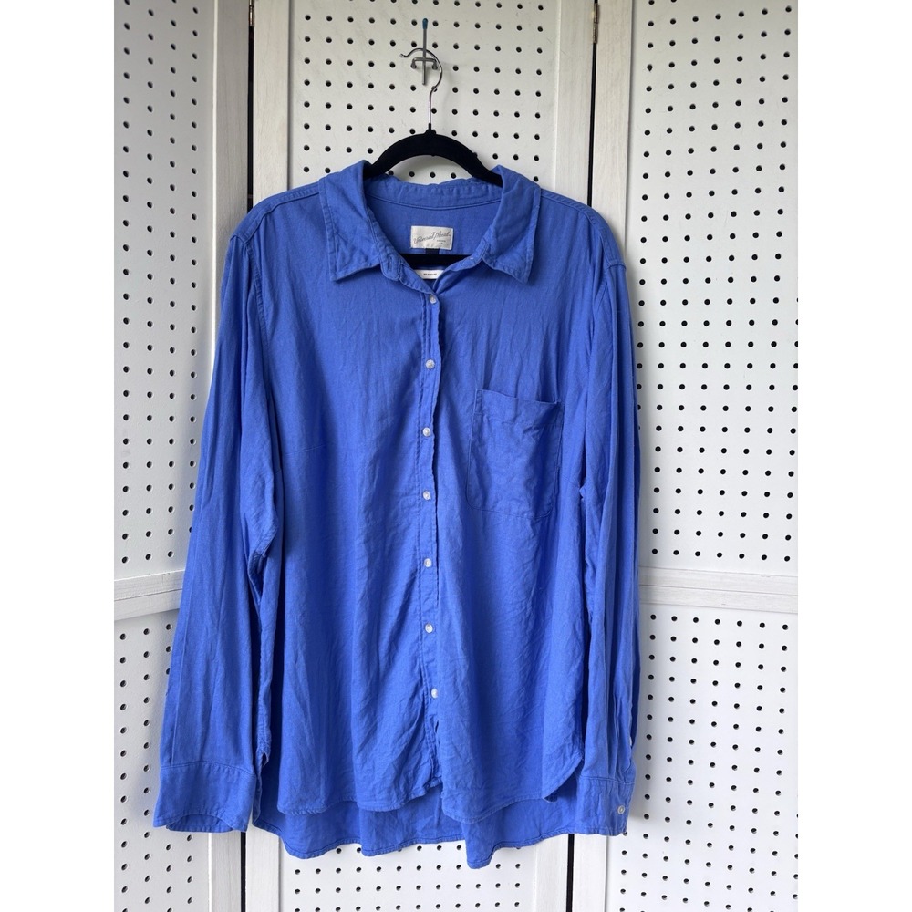Universal Thread Womens Long SLV Linen Blend Button-Down Shirt Relaxed Fit XXL